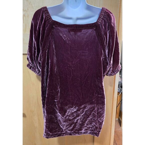 Velvet Burgundy Top Womens XL By LOFT cottage core granny core - Picture 3 of 5